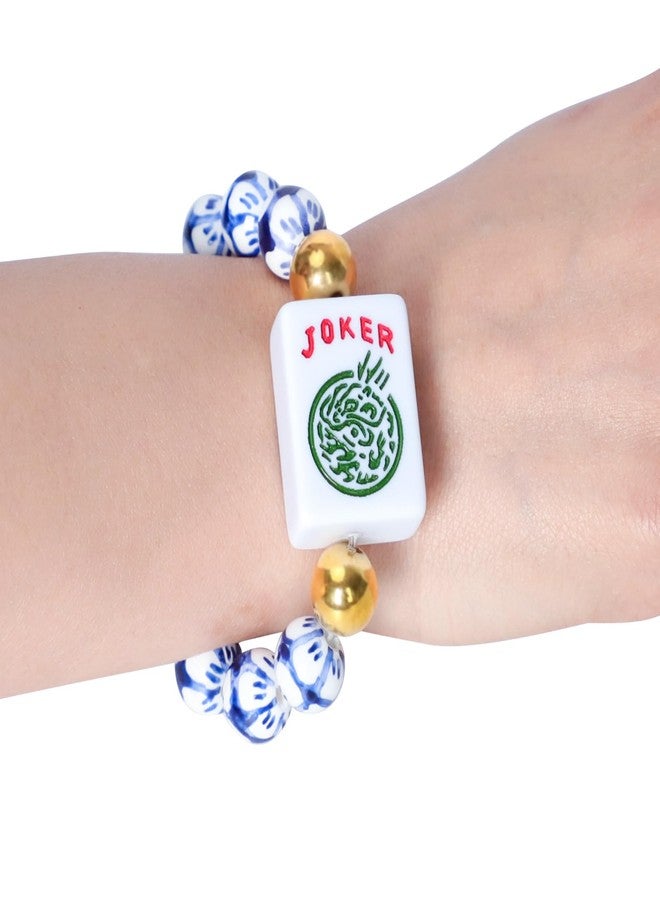 Jongyance American Mahjong Accessory (Blue and White) with A Joker Tile, Fits Wrist Sizes Ranging from 5.7 to 7.25 Inches - Image 4
